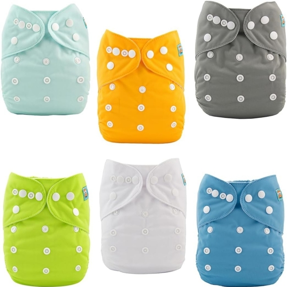ALVA BABY Other - ALVA BABY 6  cloth diapers with 12 inserts like new ONE SIZE ADJUSTABLE